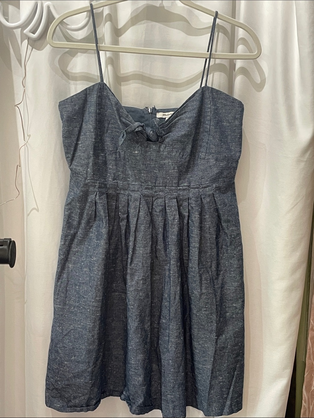Madewell Navy Blue Spaghetti-Strap Tie-Front Casual Dress
